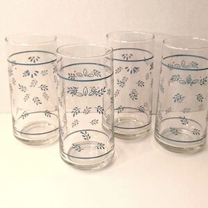 Corelle Subtle Blue by CORNING Ware Vintage Drinking Glasses Tumblers Set of 4